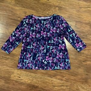 Croft & Barrow XL Blue Pink Purple Floral Shirt